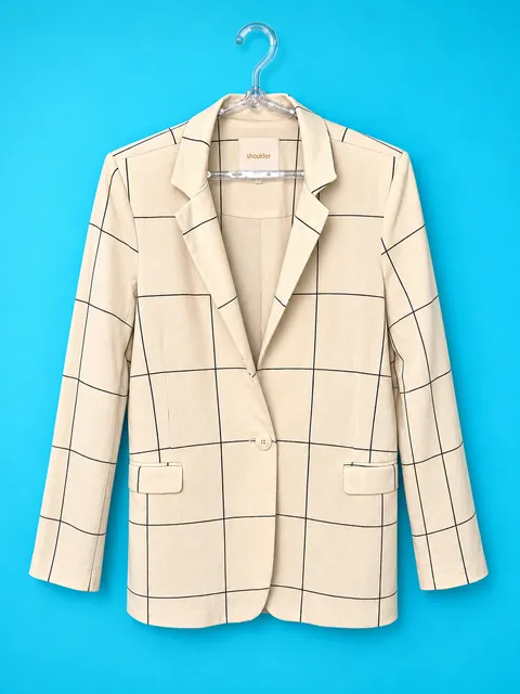 Blazer Bege Xadrez - Shoulder